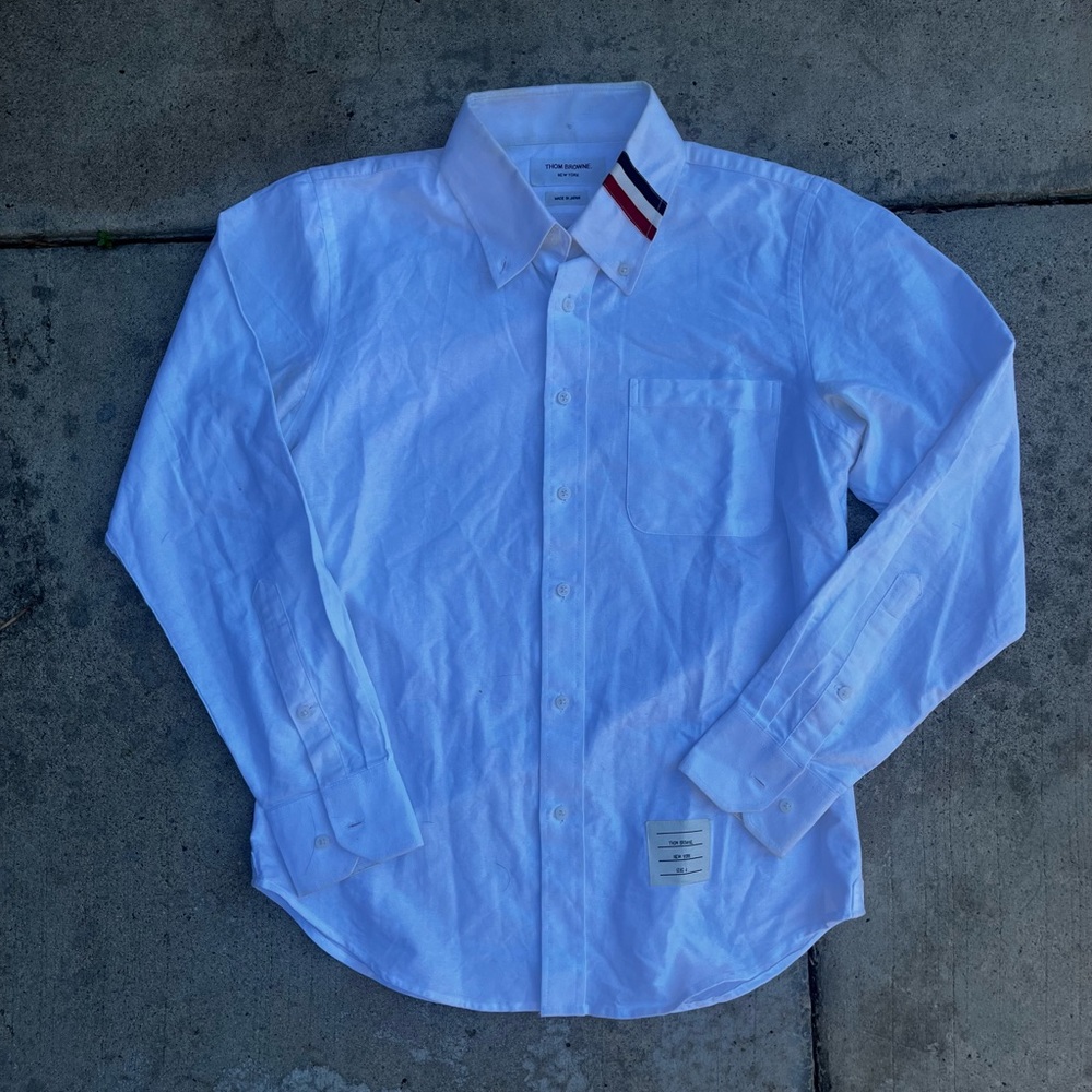 Thom Browne White Striped Button Down